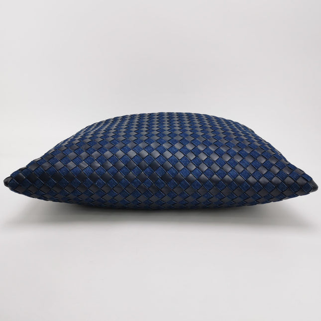 Bottega Veneta Hop Large Leather and Denim Intrecciato Navy Hobo Bag 55cm