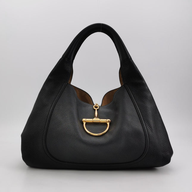 Gucci Softbit Maxi Shoulder Bag Black Calfskin Leather