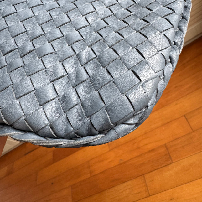 Bottega Veneta Veneta Ash Blue Navy Intrecciato Leather Bag 40cm