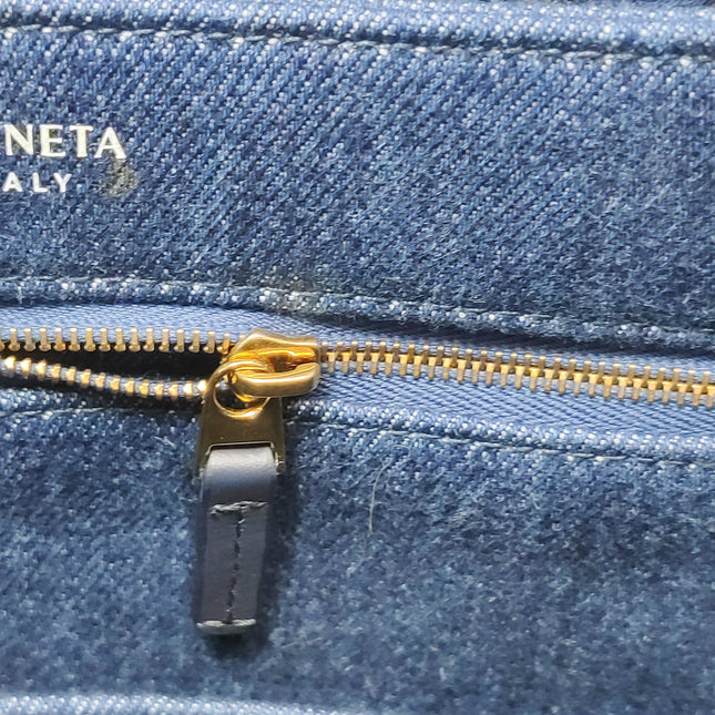 Bottega Veneta Andiamo Medium Navy Leather and Denim Intrecciato Leather Handbag