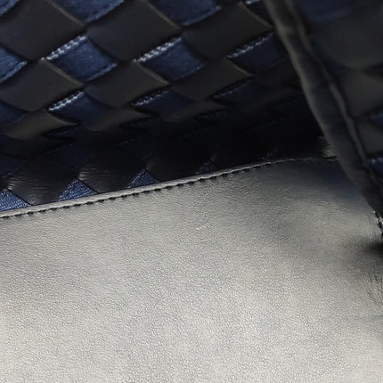 Bottega Veneta Andiamo Medium Navy Leather and Denim Intrecciato Leather Handbag