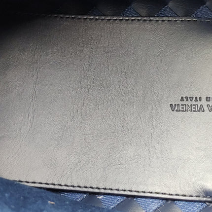 Bottega Veneta Andiamo Medium Navy Leather and Denim Intrecciato Leather Handbag
