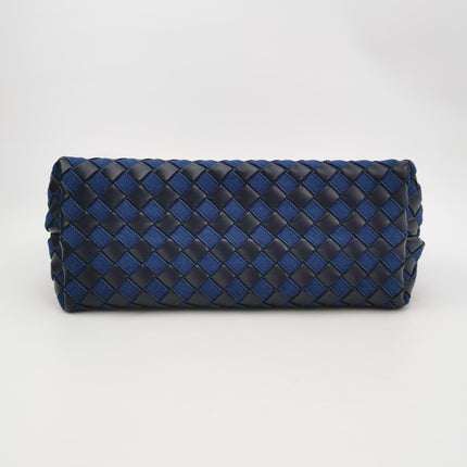 Bottega Veneta Andiamo Medium Navy Leather and Denim Intrecciato Leather Handbag