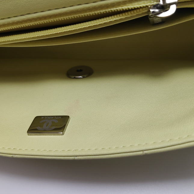 Chanel Classic Flap Rectangular Mini Yellow Lambskin Leather Silver Hardware Microchip
