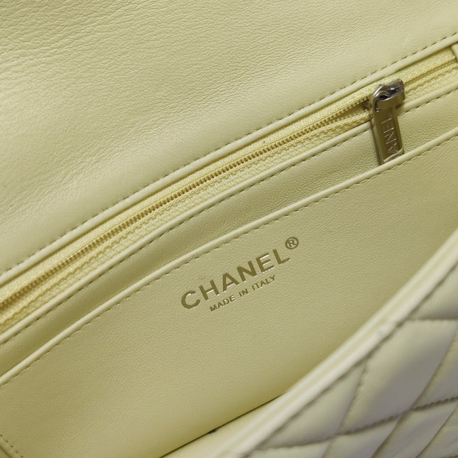 Chanel Classic Flap Rectangular Mini Yellow Lambskin Leather Silver Hardware Microchip