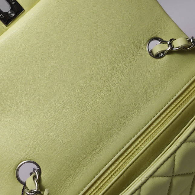 Chanel Classic Flap Rectangular Mini Yellow Lambskin Leather Silver Hardware Microchip