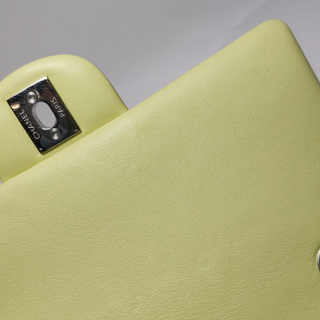 Chanel Classic Flap Rectangular Mini Yellow Lambskin Leather Silver Hardware Microchip