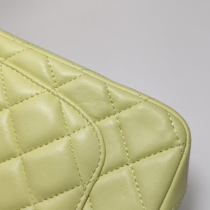 Chanel Classic Flap Rectangular Mini Yellow Lambskin Leather Silver Hardware Microchip
