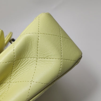 Chanel Classic Flap Rectangular Mini Yellow Lambskin Leather Silver Hardware Microchip