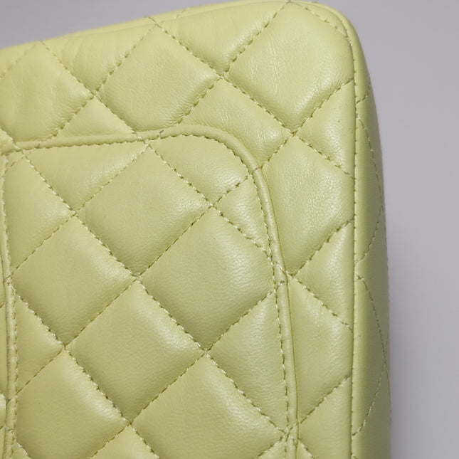 Chanel Classic Flap Rectangular Mini Yellow Lambskin Leather Silver Hardware Microchip