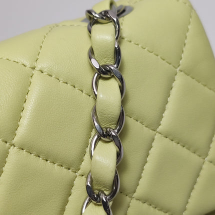 Chanel Classic Flap Rectangular Mini Yellow Lambskin Leather Silver Hardware Microchip