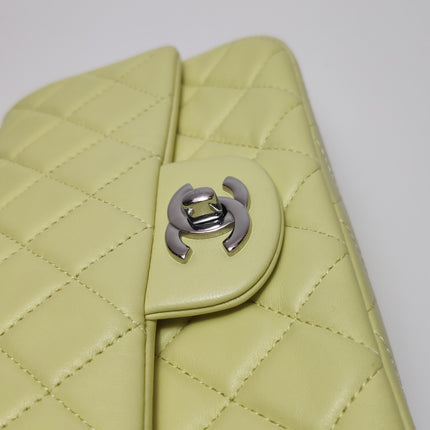 Chanel Classic Flap Rectangular Mini Yellow Lambskin Leather Silver Hardware Microchip