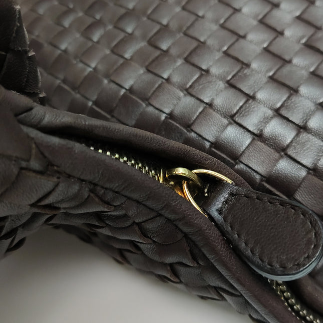 Bottega Veneta Veneta Hobo Maxi Dark Brown Lambskin Leather 52cm