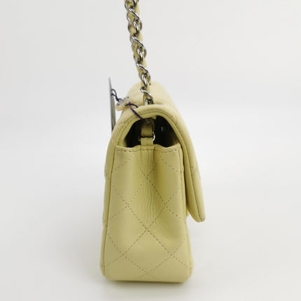 Chanel Classic Flap Rectangular Mini Yellow Lambskin Leather Silver Hardware Microchip