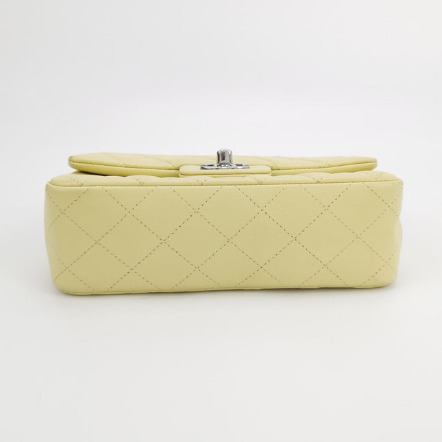 Chanel Classic Flap Rectangular Mini Yellow Lambskin Leather Silver Hardware Microchip