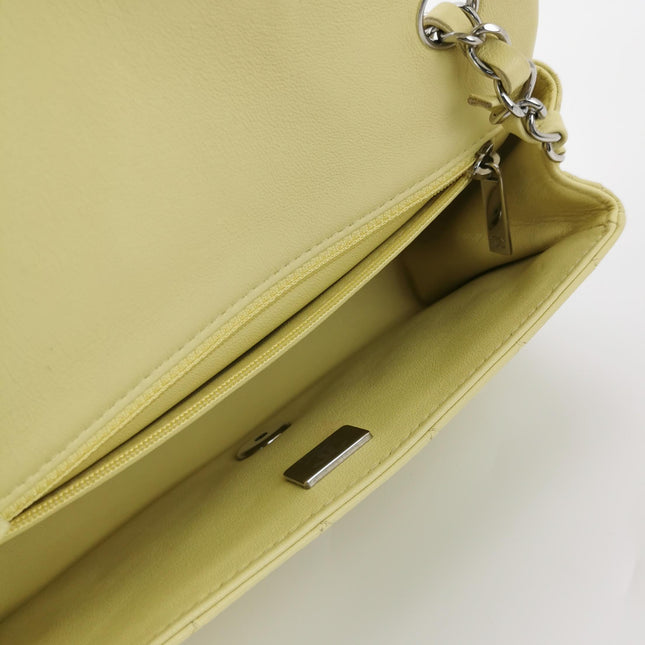 Chanel Classic Flap Rectangular Mini Yellow Lambskin Leather Silver Hardware Microchip