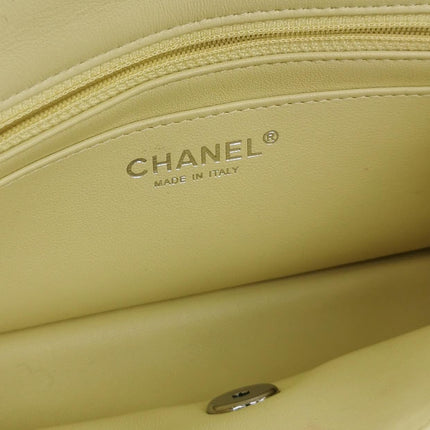 Chanel Classic Flap Rectangular Mini Yellow Lambskin Leather Silver Hardware Microchip
