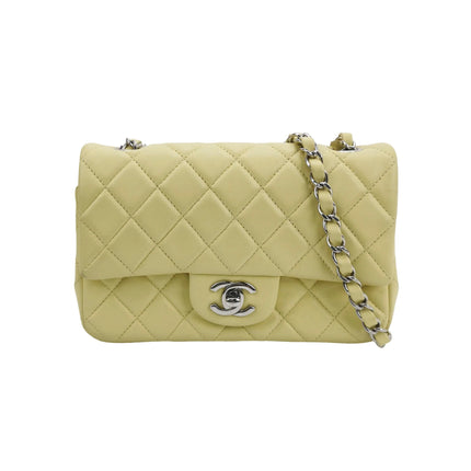Chanel Classic Flap Rectangular Mini Yellow Lambskin Leather Silver Hardware Microchip