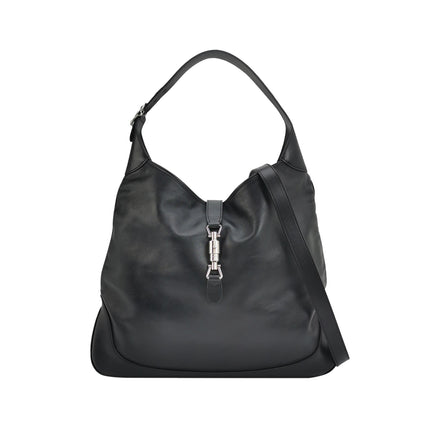 Gucci Jackie 1961 Large Black Calfskin Leather With Long Strap-Luxbags