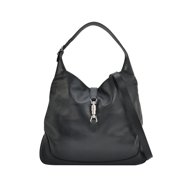 Gucci Jackie 1961 Large Black Calfskin Leather With Long Strap-Luxbags
