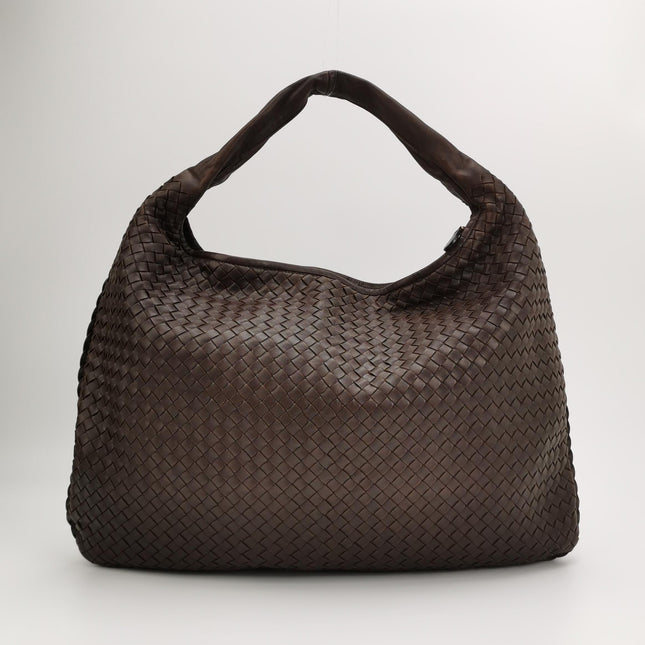 Bottega Veneta Veneta Hobo Maxi Dark Brown Lambskin Leather 52cm