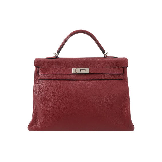 Hermes Kelly 40 Togo Leather Rouge H Deep Red Palladium Hardware 2014-Luxbags