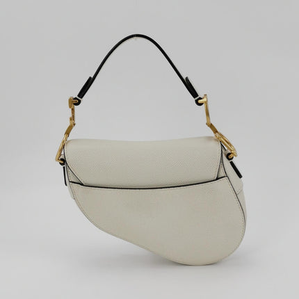 Dior Saddle bag white grain leather mini size