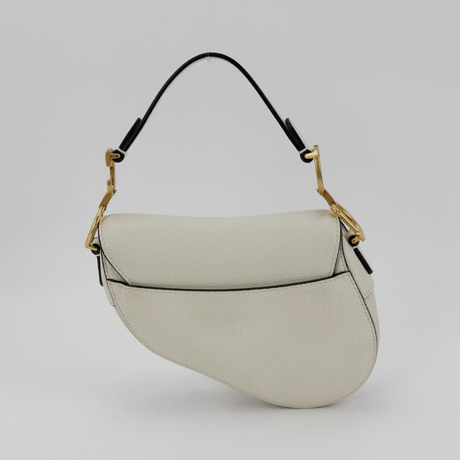 Dior Saddle bag white grain leather mini size