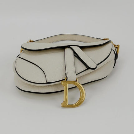 Dior Saddle bag white grain leather mini size