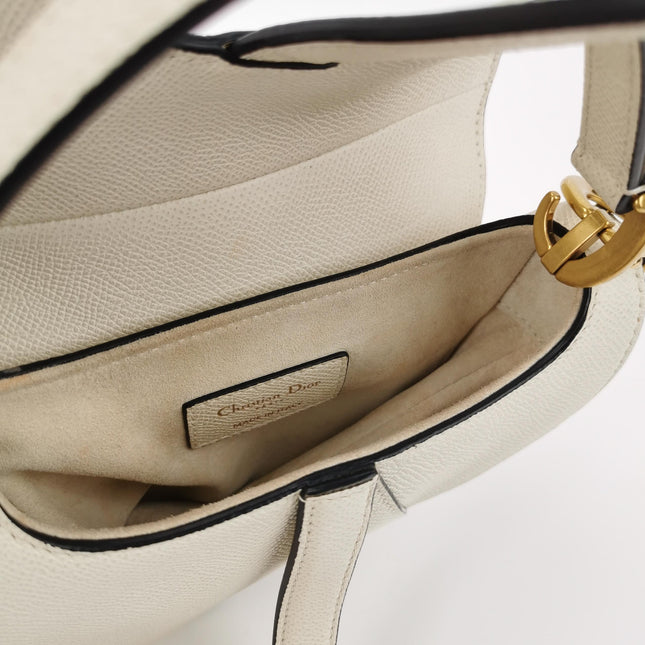 Dior Saddle bag white grain leather mini size