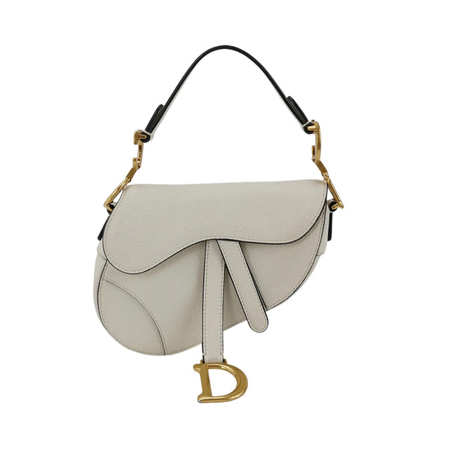 Dior Saddle bag white grain leather mini size