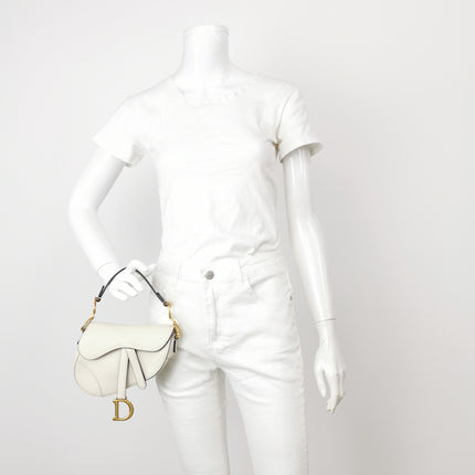 Dior Saddle bag white grain leather mini size