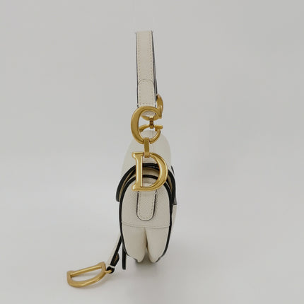 Dior Saddle bag white grain leather mini size