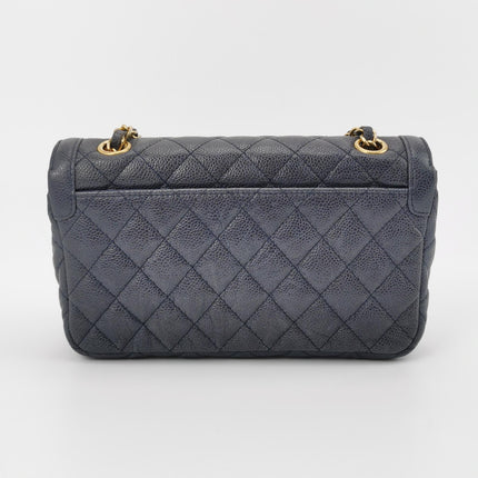 Chanel Paris Limited Small Navy Caviar Leather Gold Hardware 2015-16
