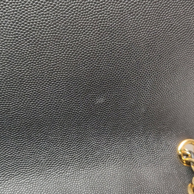 Chanel Captain Gold Small Flap Bag Black Caviar Leather Shoulder Bag
