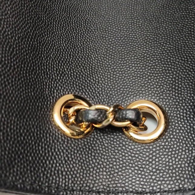 Chanel Captain Gold Small Flap Bag Black Caviar Leather Shoulder Bag