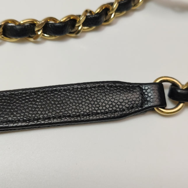 Chanel Captain Gold Small Flap Bag Black Caviar Leather Shoulder Bag