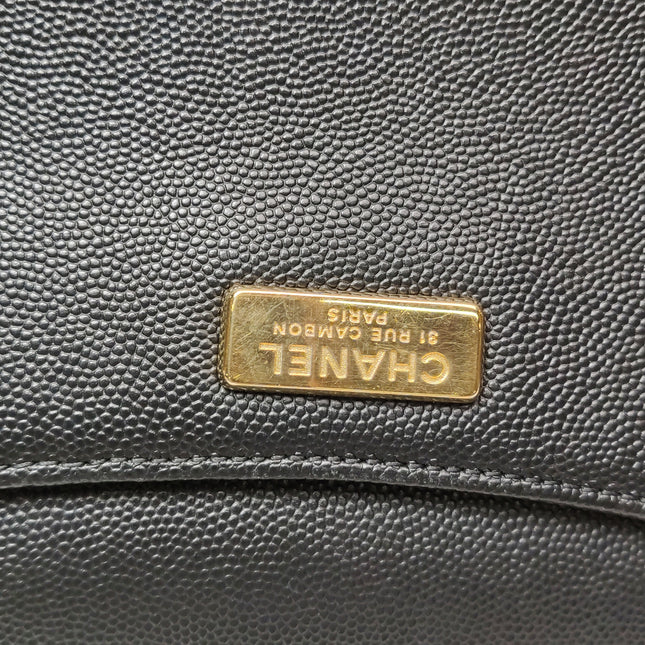 Chanel Captain Gold Small Flap Bag Black Caviar Leather Shoulder Bag