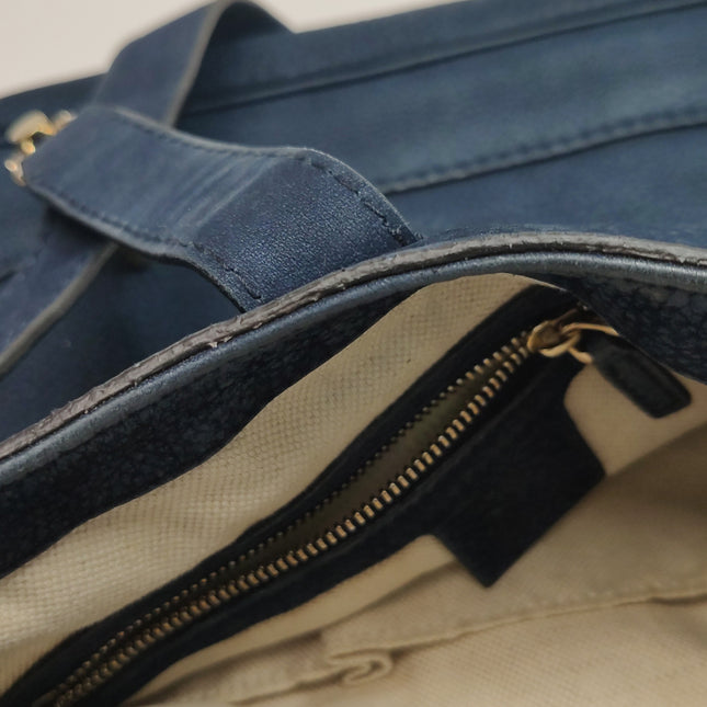 Gucci Jackie 1961 Medium Navy Suede Leather Bag
