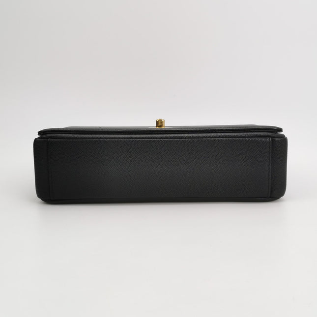 Chanel Captain Gold Small Flap Bag Black Caviar Leather Shoulder Bag
