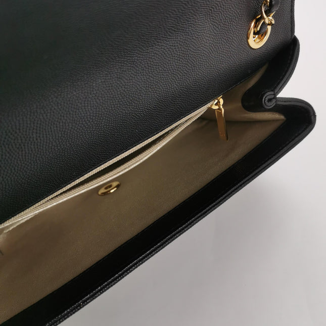 Chanel Captain Gold Small Flap Bag Black Caviar Leather Shoulder Bag