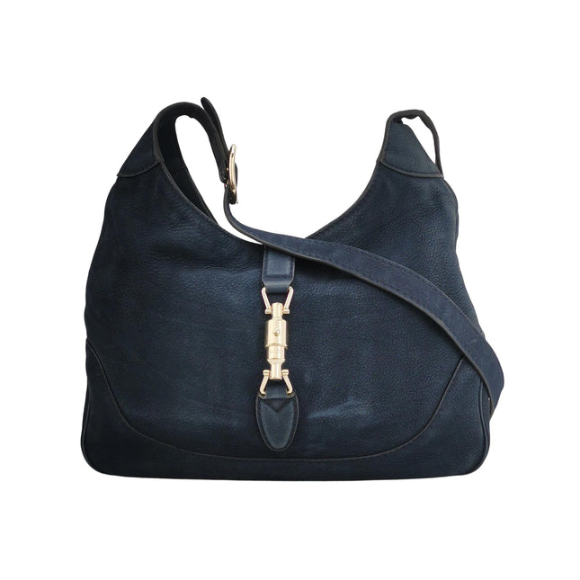 Gucci Jackie 1961 Medium Navy Suede Leather Bag