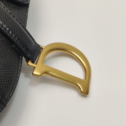 Dior Saddle Mini Black Grained Leather Handbag