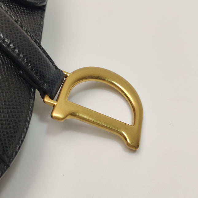 Dior Saddle Mini Black Grained Leather Handbag
