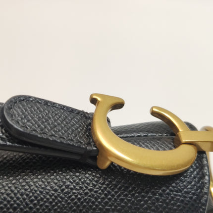 Dior Saddle Mini Black Grained Leather Handbag