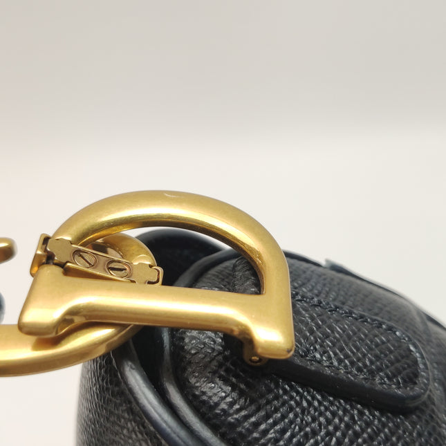 Dior Saddle Mini Black Grained Leather Handbag