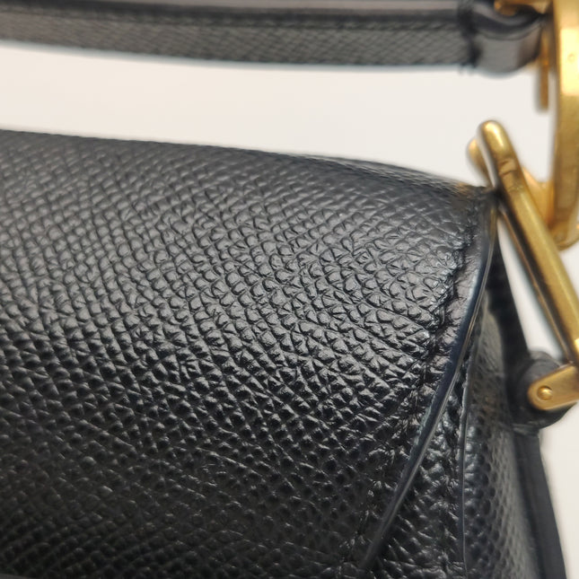 Dior Saddle Mini Black Grained Leather Handbag