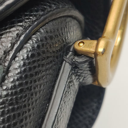 Dior Saddle Mini Black Grained Leather Handbag