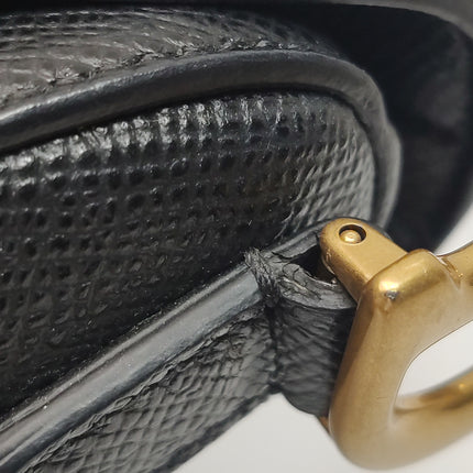 Dior Saddle Mini Black Grained Leather Handbag