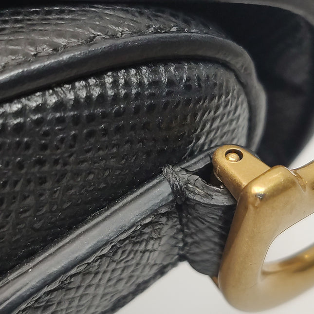 Dior Saddle Mini Black Grained Leather Handbag